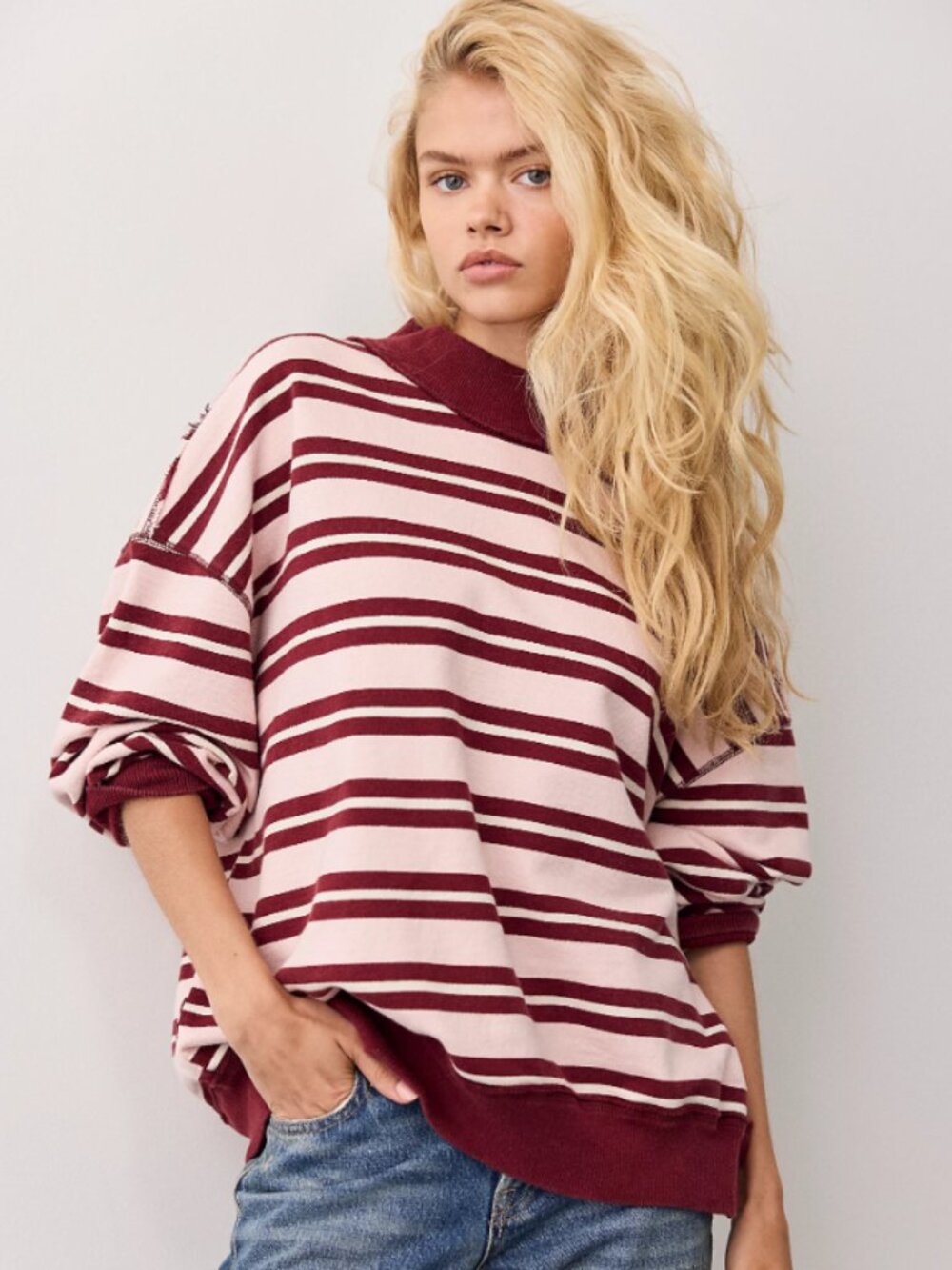 (MER-9) Free People Palm Springs Striped Pullover